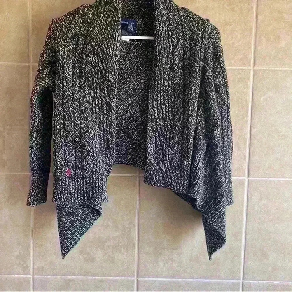 Girls Ralph Lauren Cable Knit Open Front Shawl Collar Cropped Cardigan 8/10 Med - Picture 1 of 10